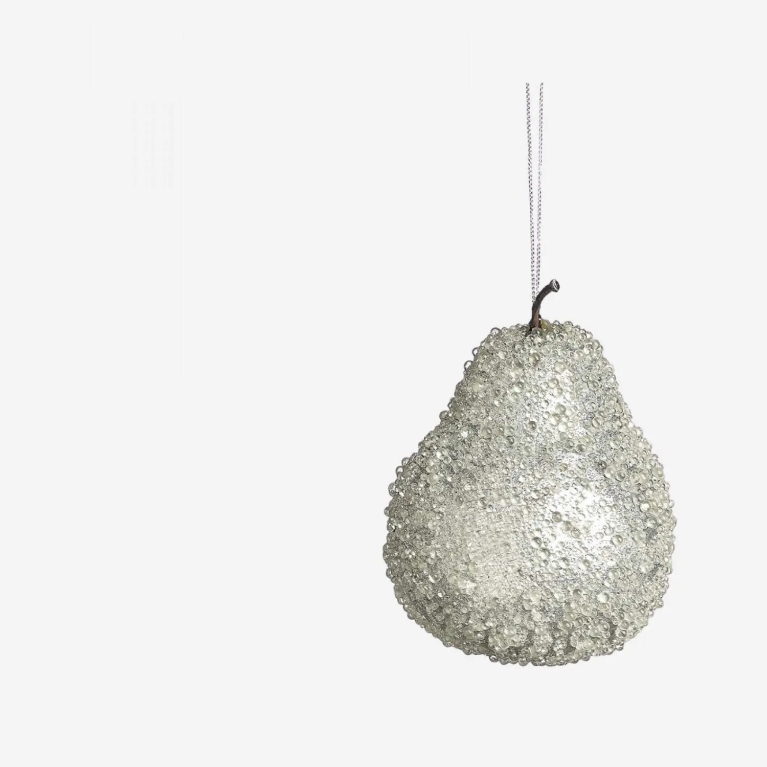 Ornement poire 10cm argentée
