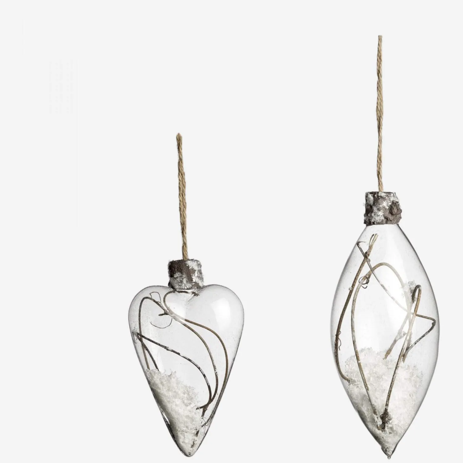 Set de 2 decoraciones en cristal transparente con relleno