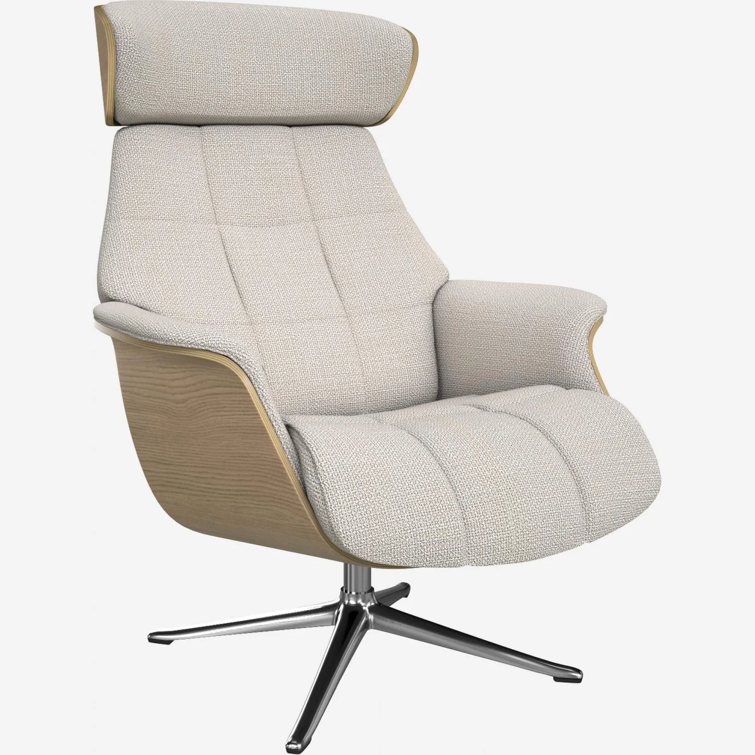 Fauteuil en chêne et tissu Fasoli - Blanc - Pied aluminium