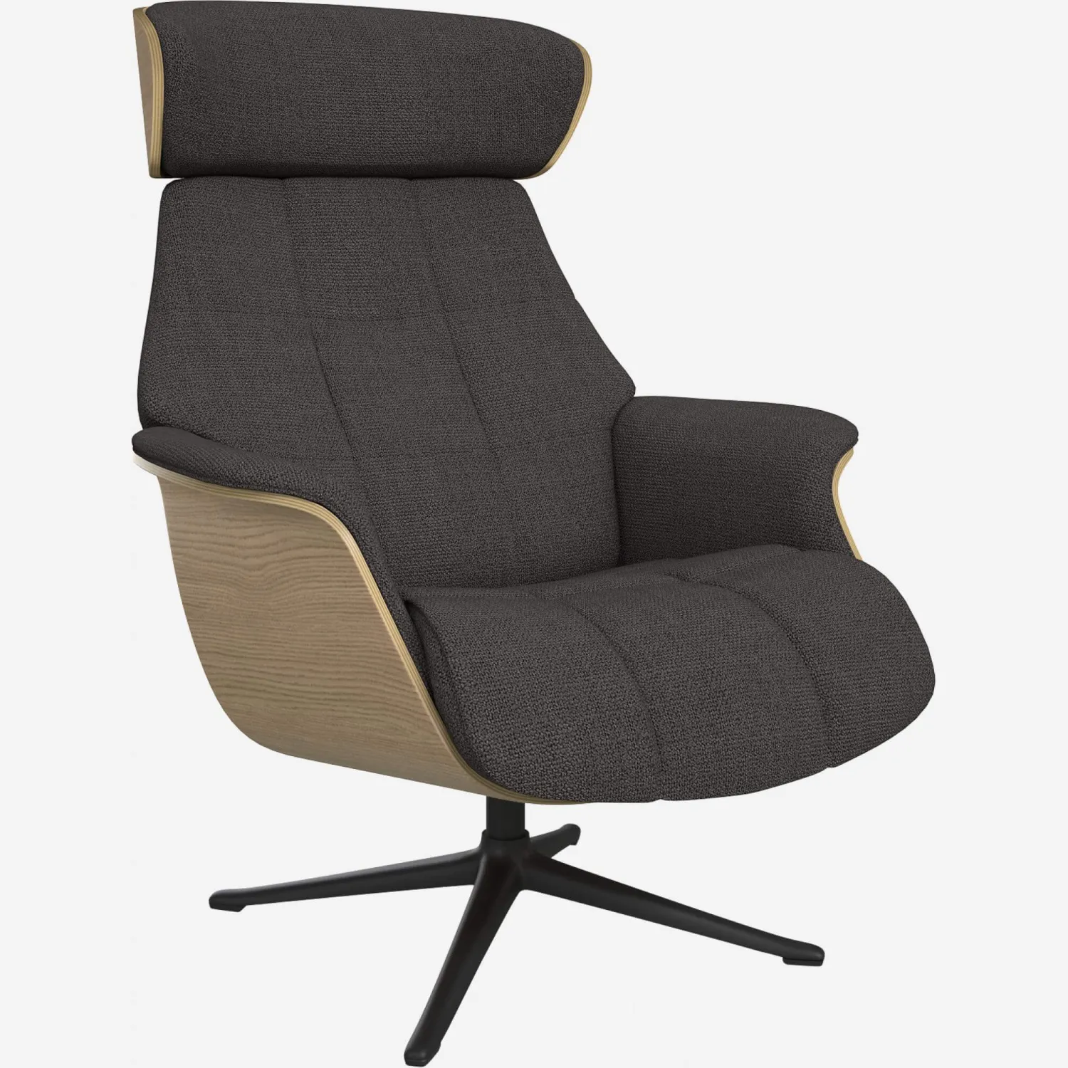 Fauteuil en chêne et tissu Fasoli - Gris anthracite - Pied noir