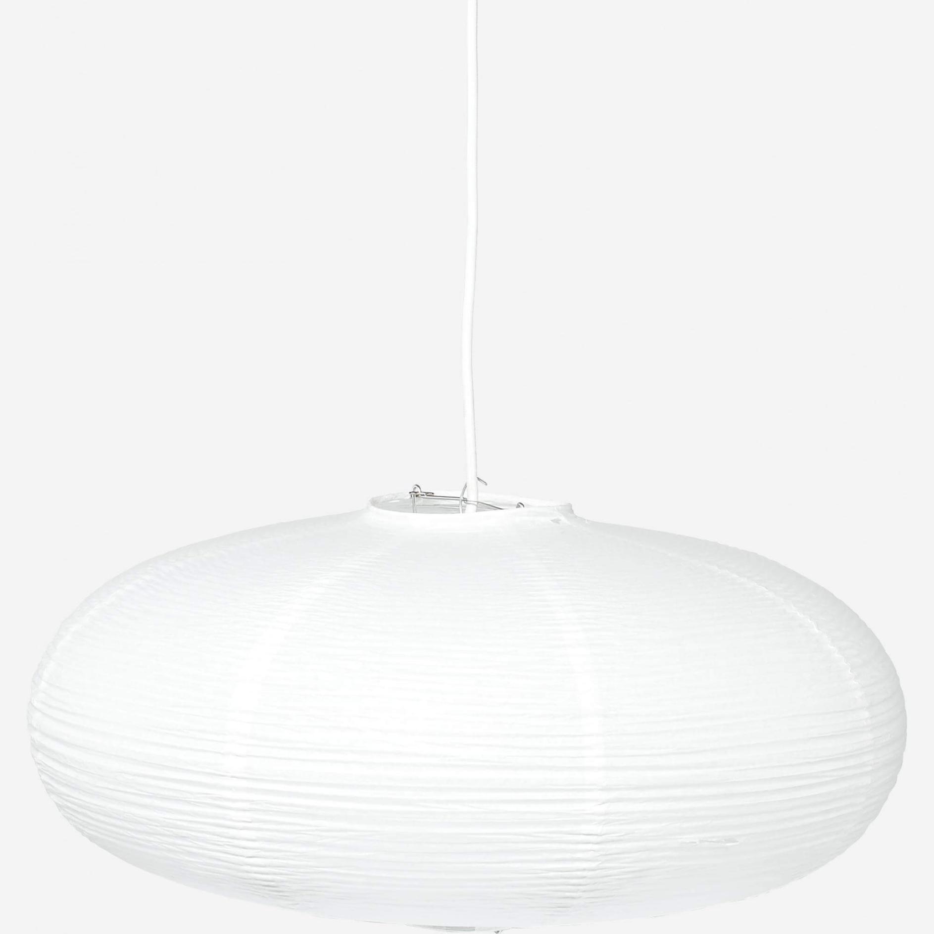 Pantalla de lámpara de techo ovalada de papel blanca, diámetro 48cm