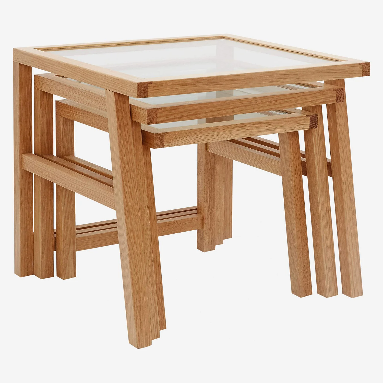 Tables gigognes en chêne et en verre - 3