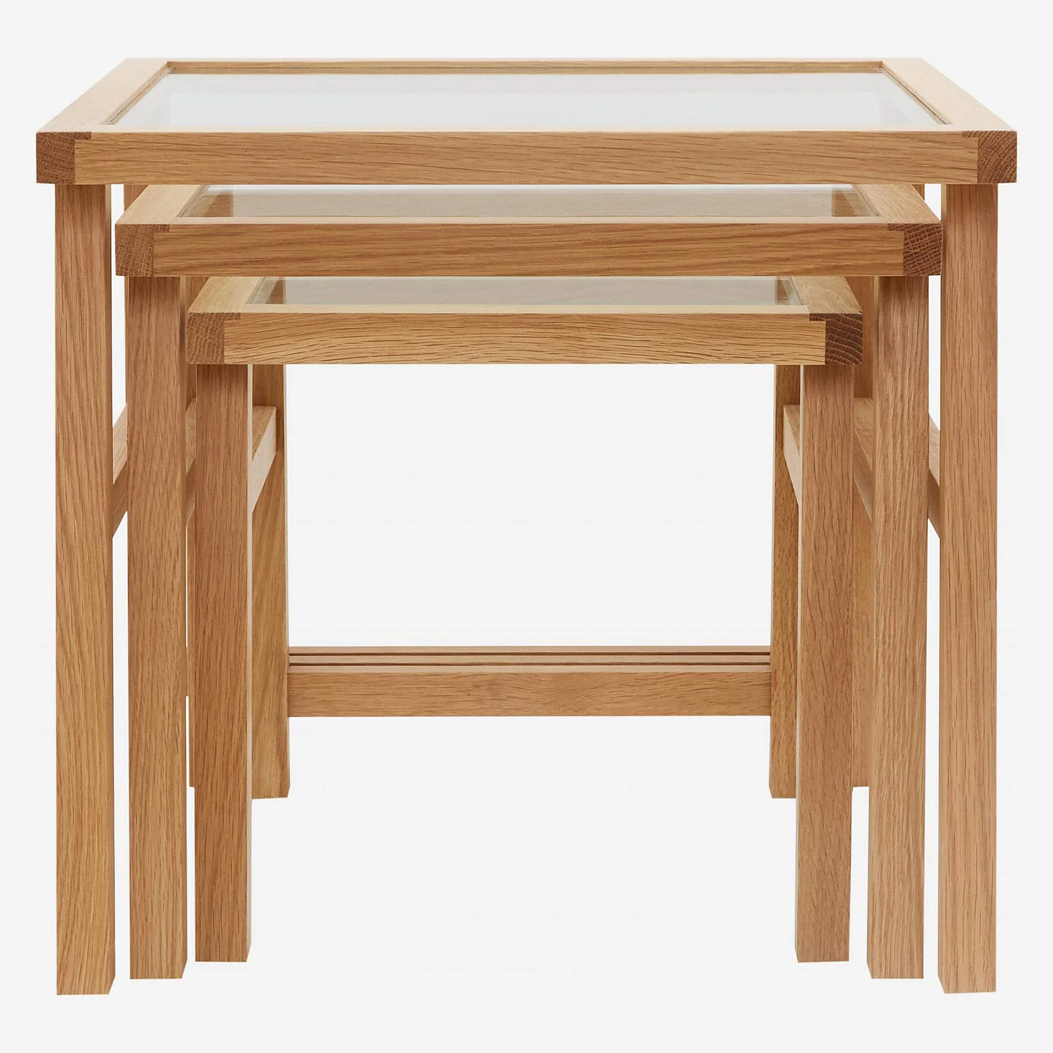 Tables gigognes en chêne et en verre - 2