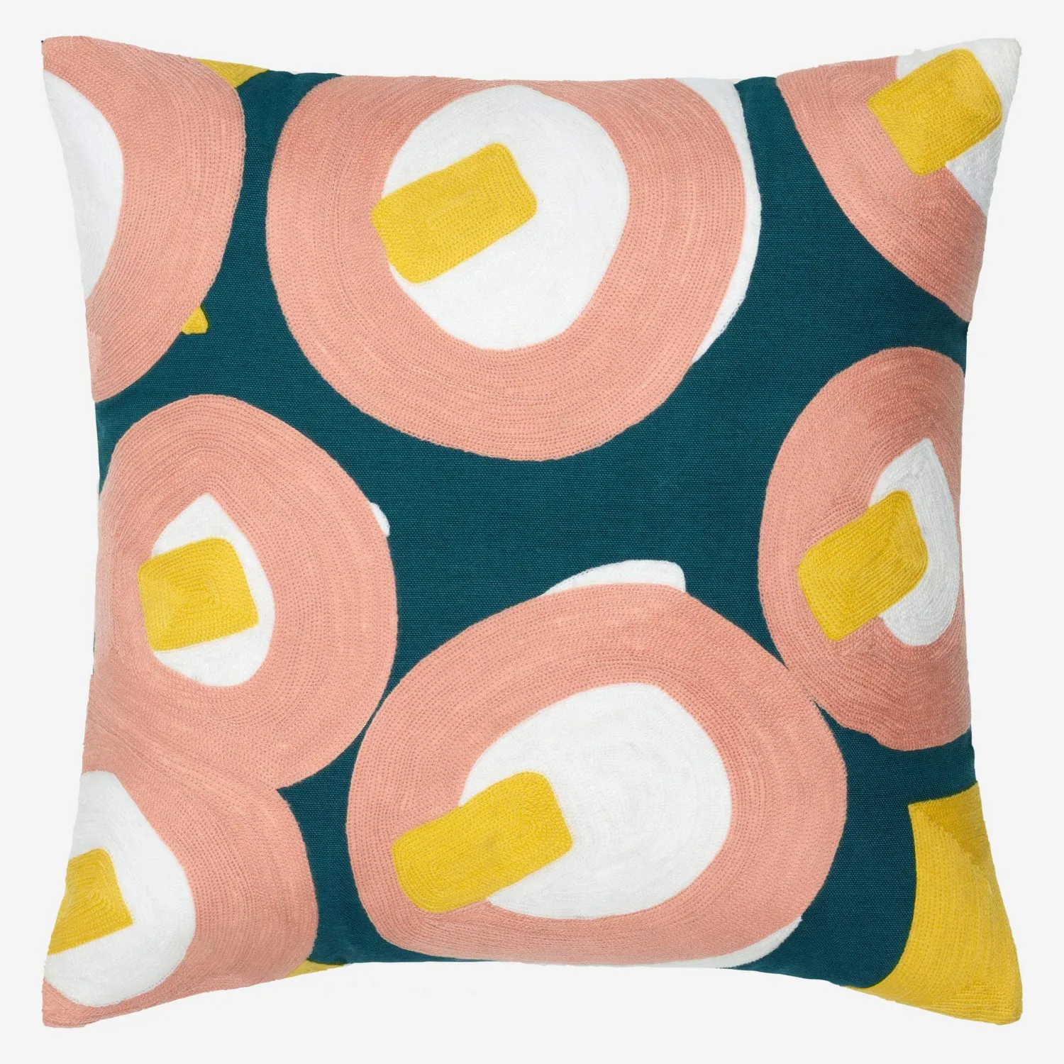 Coussin 45 x 45 cm - Brodé - Rose - design by Sarah Corynen - 1