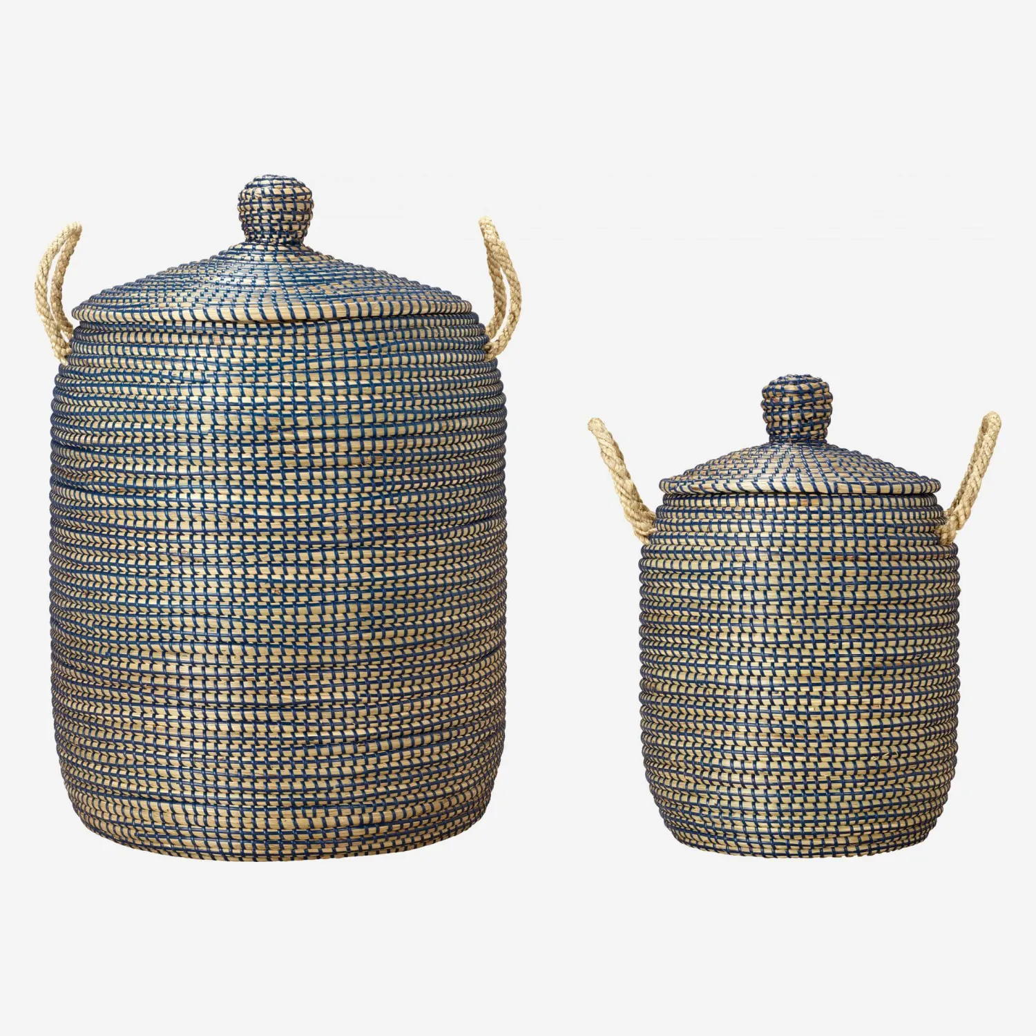 Lot de 2 paniers - Jonc de mer - Bleu - 1