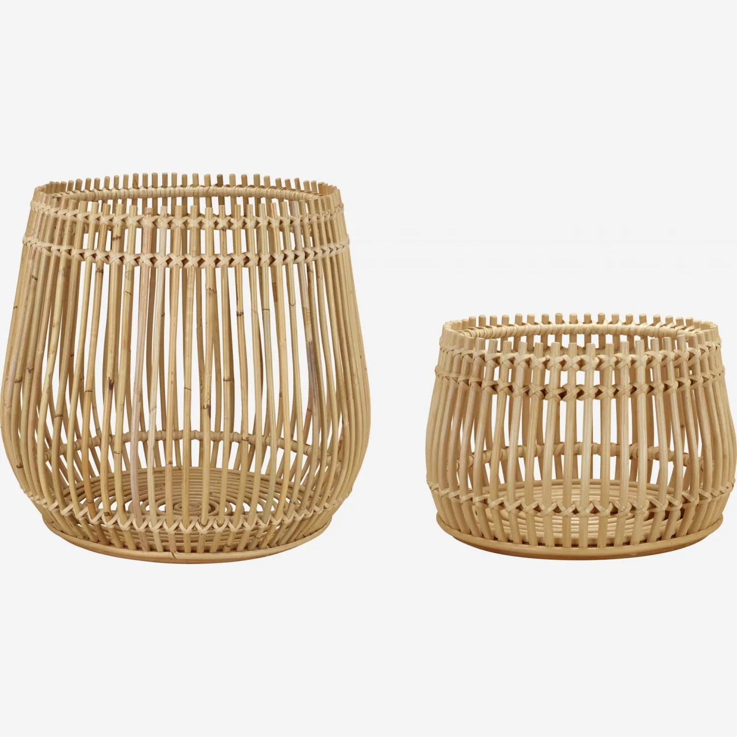 Lot de 2 paniers ronds - Rotin