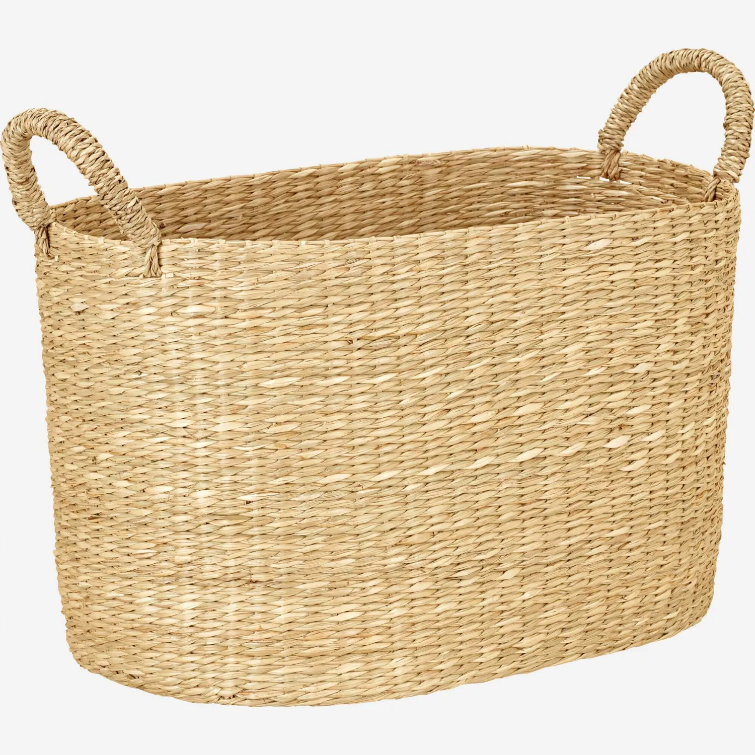 Panier en jonc de mer - 39 x 39 x 28 cm - Naturel