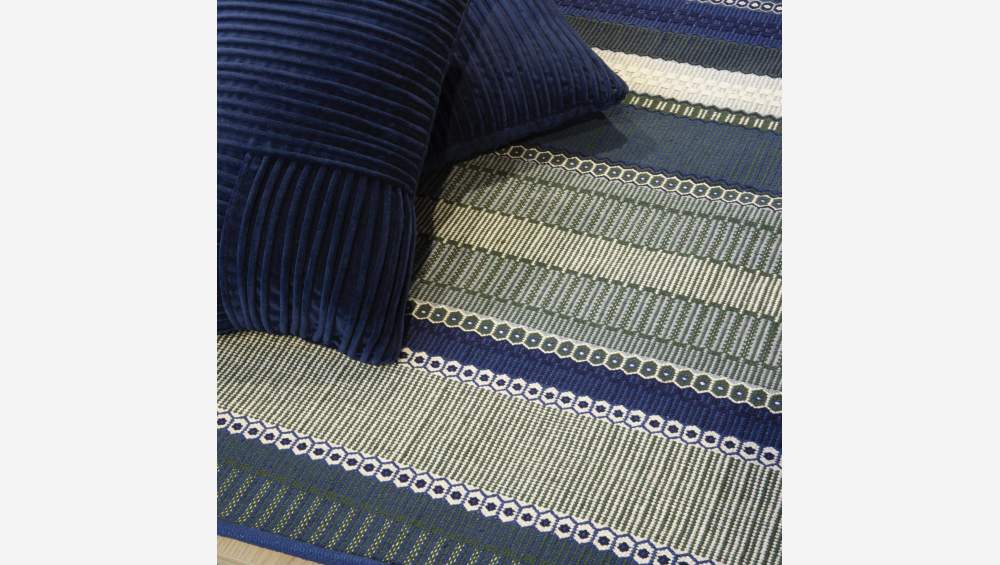 Tapis en coton tissé main - 120 x 180 cm - Motif vert et bleu - Design by Floriane Jacques