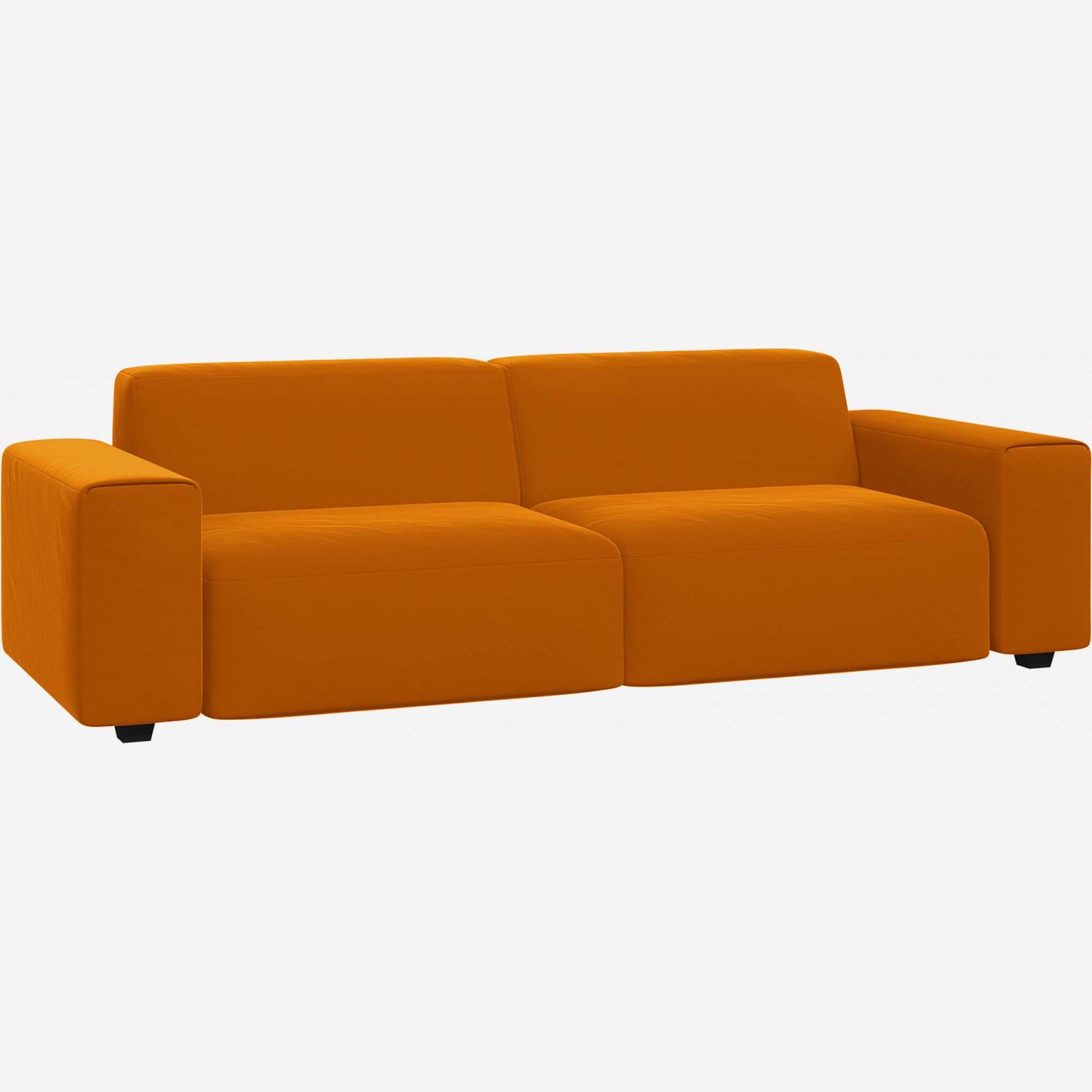 Velvet 4-seater sofa - Mustard yellow