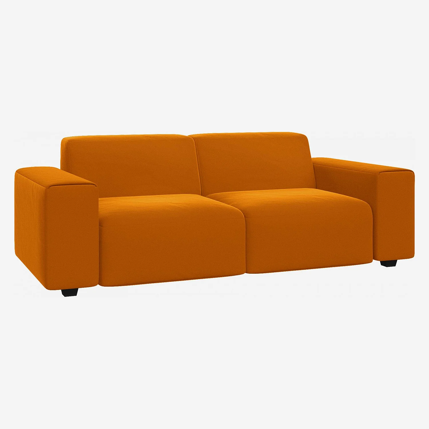 Canapé 2 places en velours - Jaune moutarde - 1