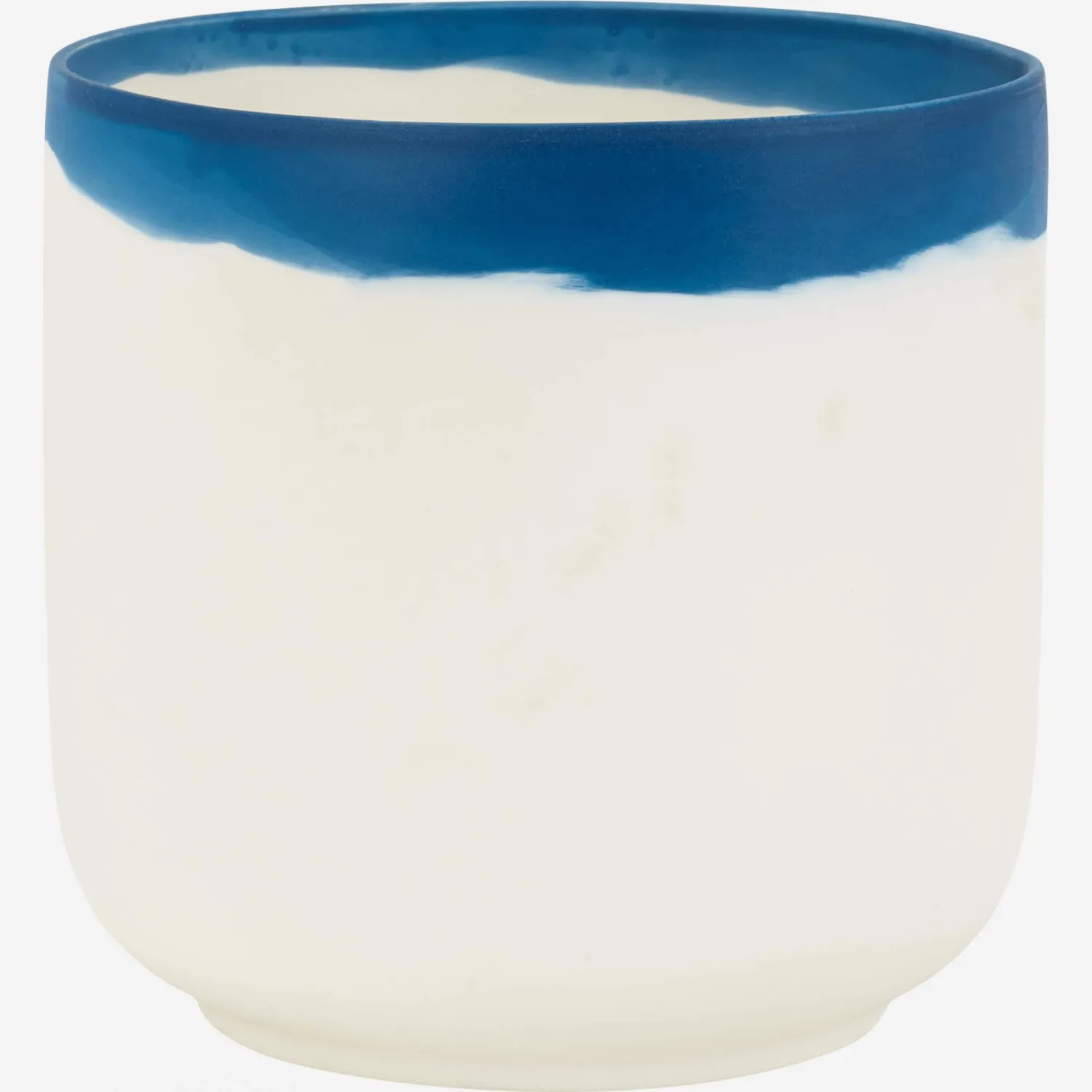 Jarrón - Porcelana - 13 cm- Borde azul