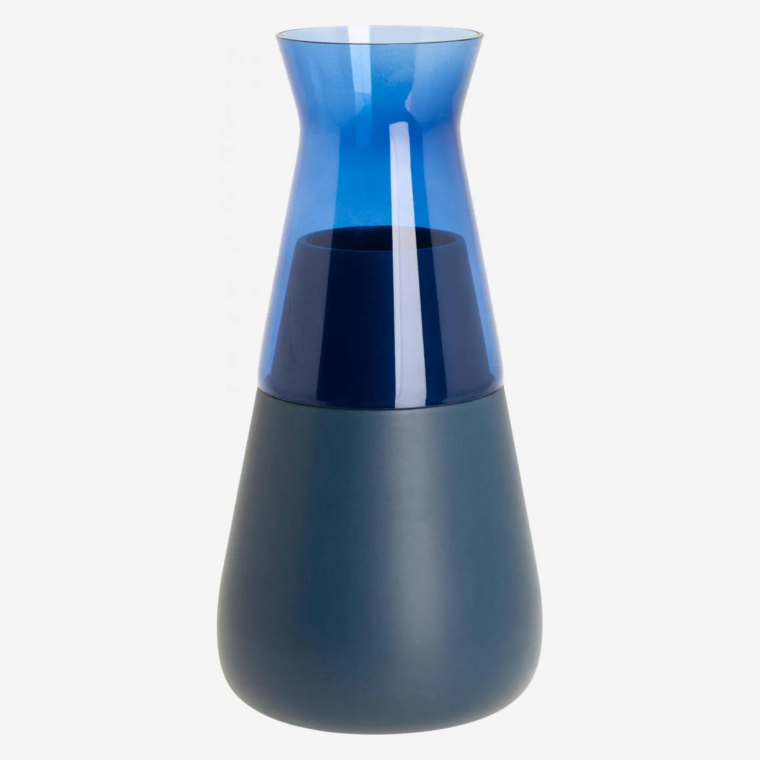 Vase en verre et faïence bleu - design by Myriam Mortier - 1