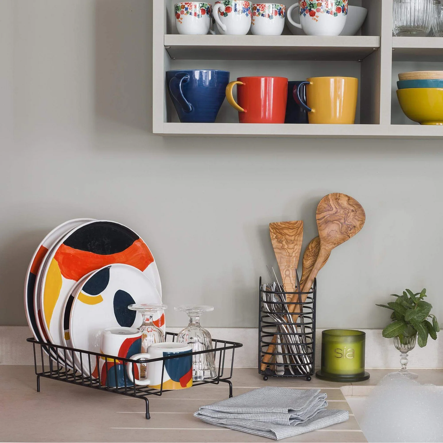 Besteckhalter aus Metall, schwarz - 1