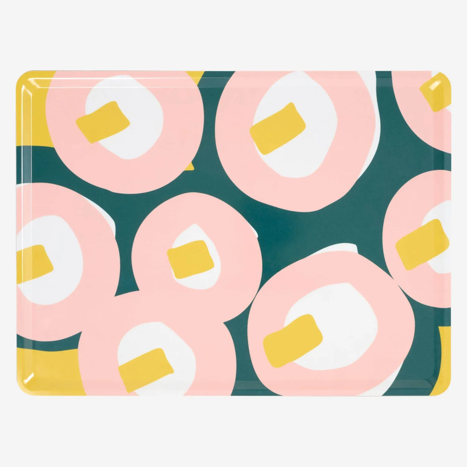 Plateau rectangulaire - 40x30 cm - Rose et Vert - 1