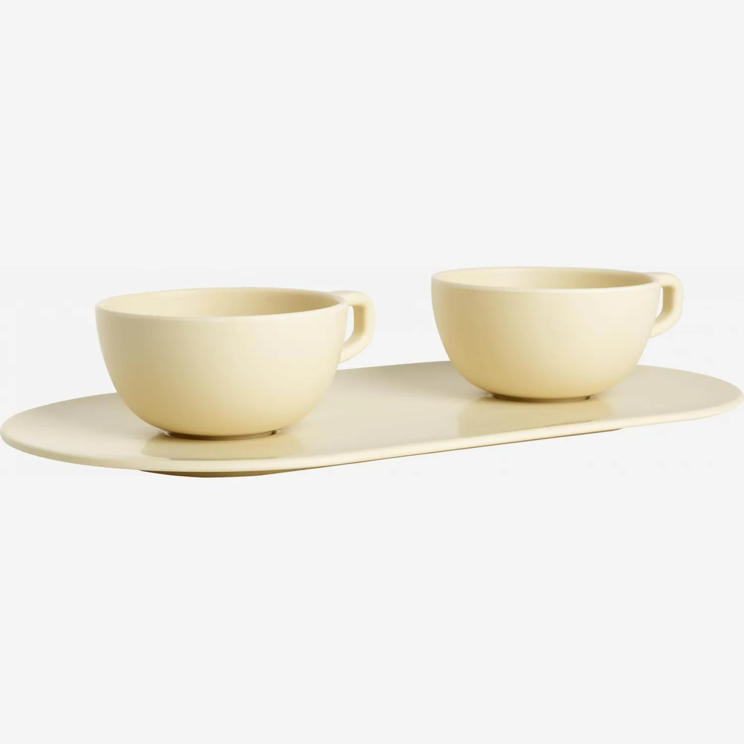 2 tasses et son plateau recyclé - Crème