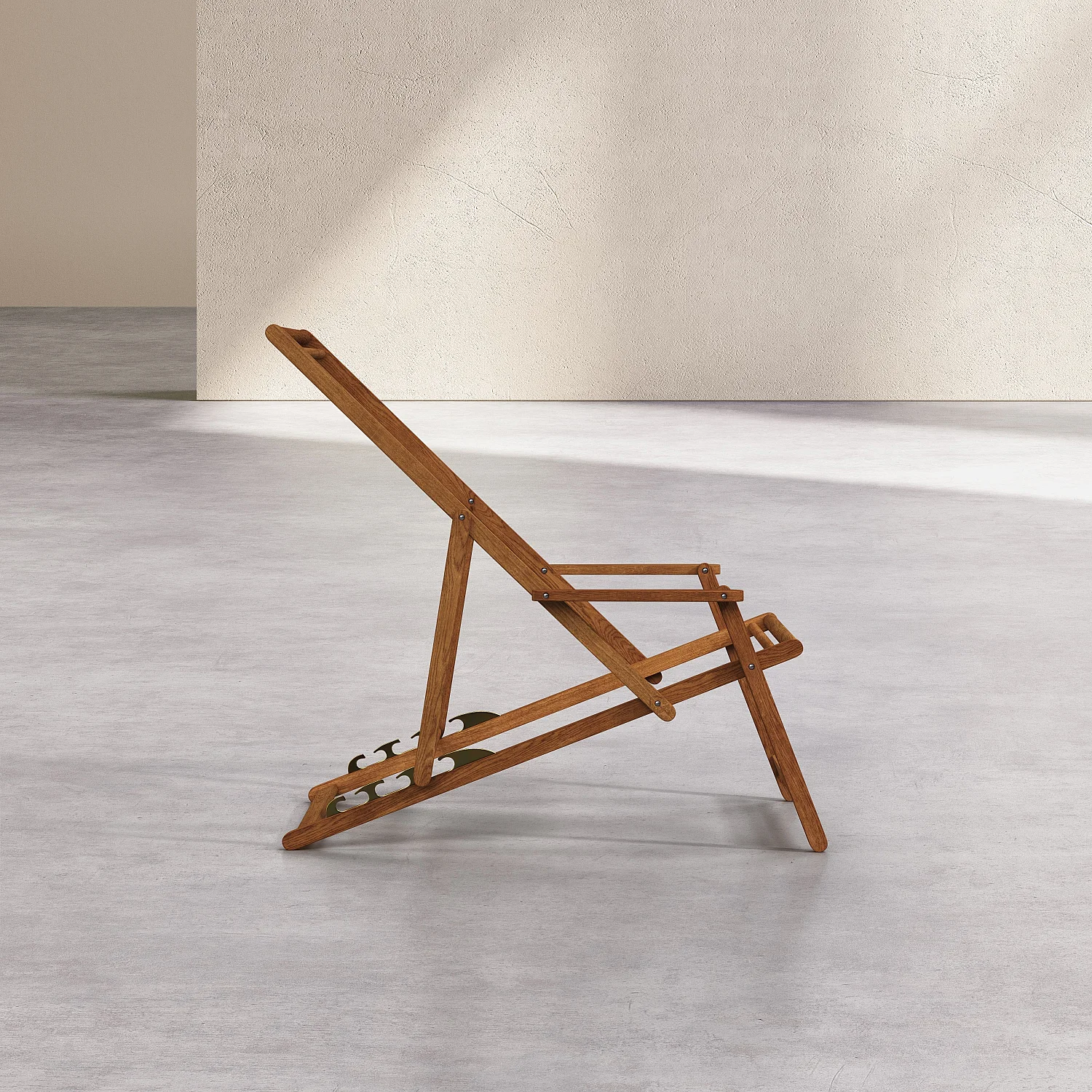 Estrutura de espreguiçadeira com braços de carvalho - 6