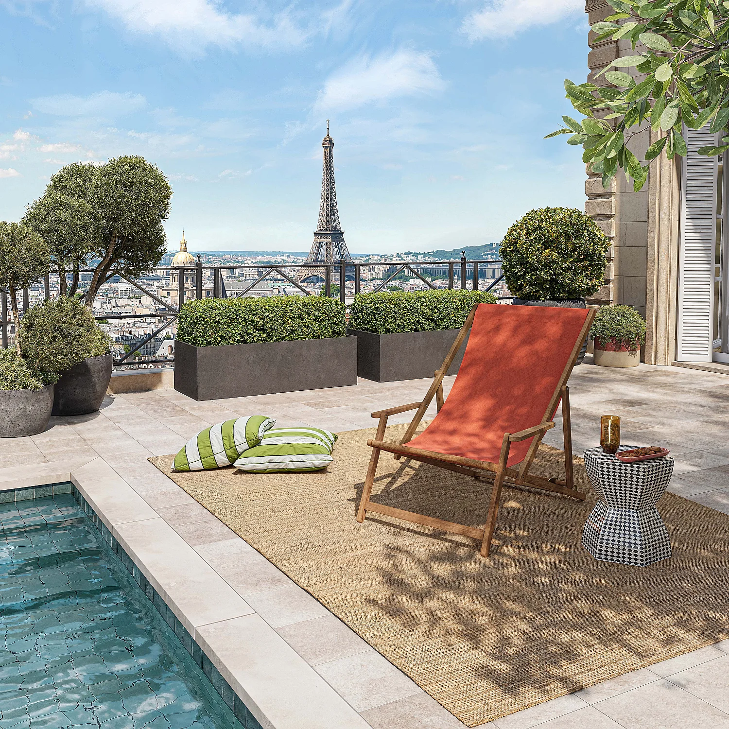 Estrutura de espreguiçadeira com braços de carvalho - 1