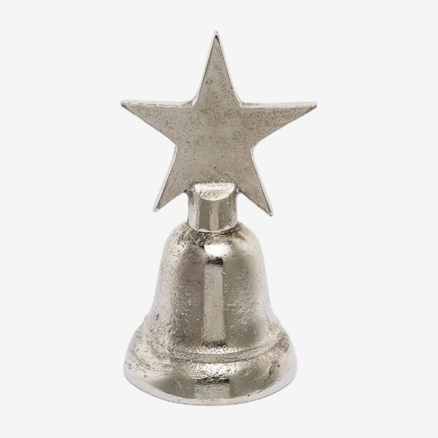 Cloche décorative à étoile en métal argenté