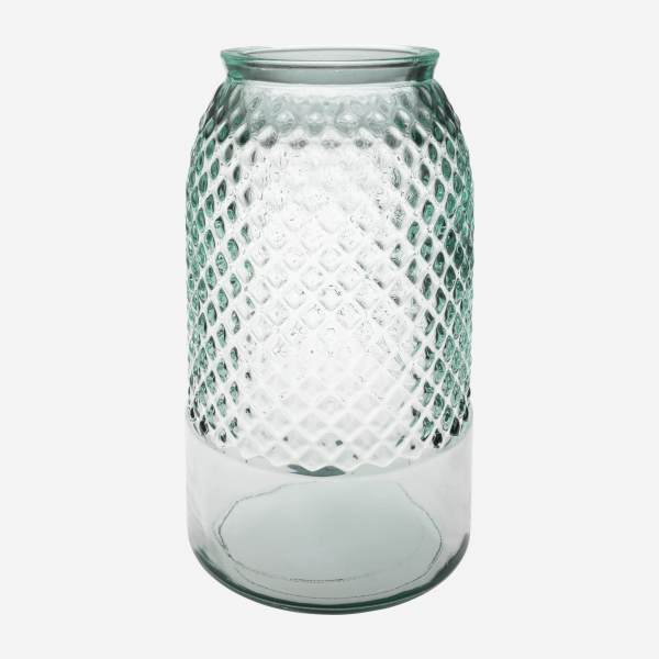 Vase en verre recyclé - 15 x 28 cm - Transparent