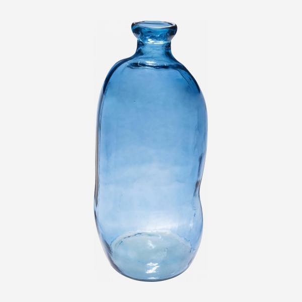 Vaas Dame Jeanne van gerecycled glas - 34 x 73 cm - Blauw 