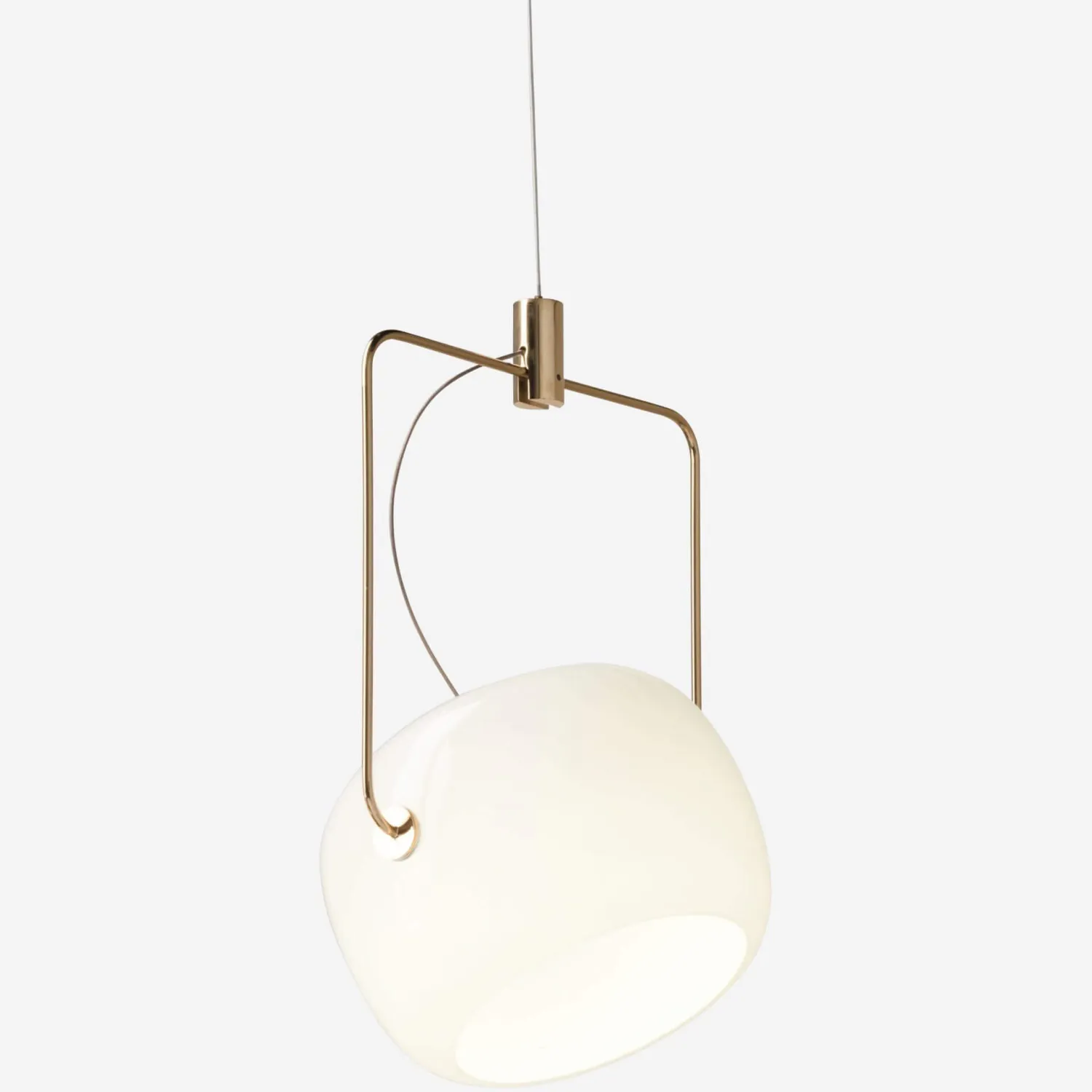 Suspension Galet en laiton - Blanc