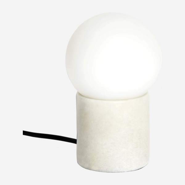 Lampe de table en verre dépoli et marbre - Blanc
