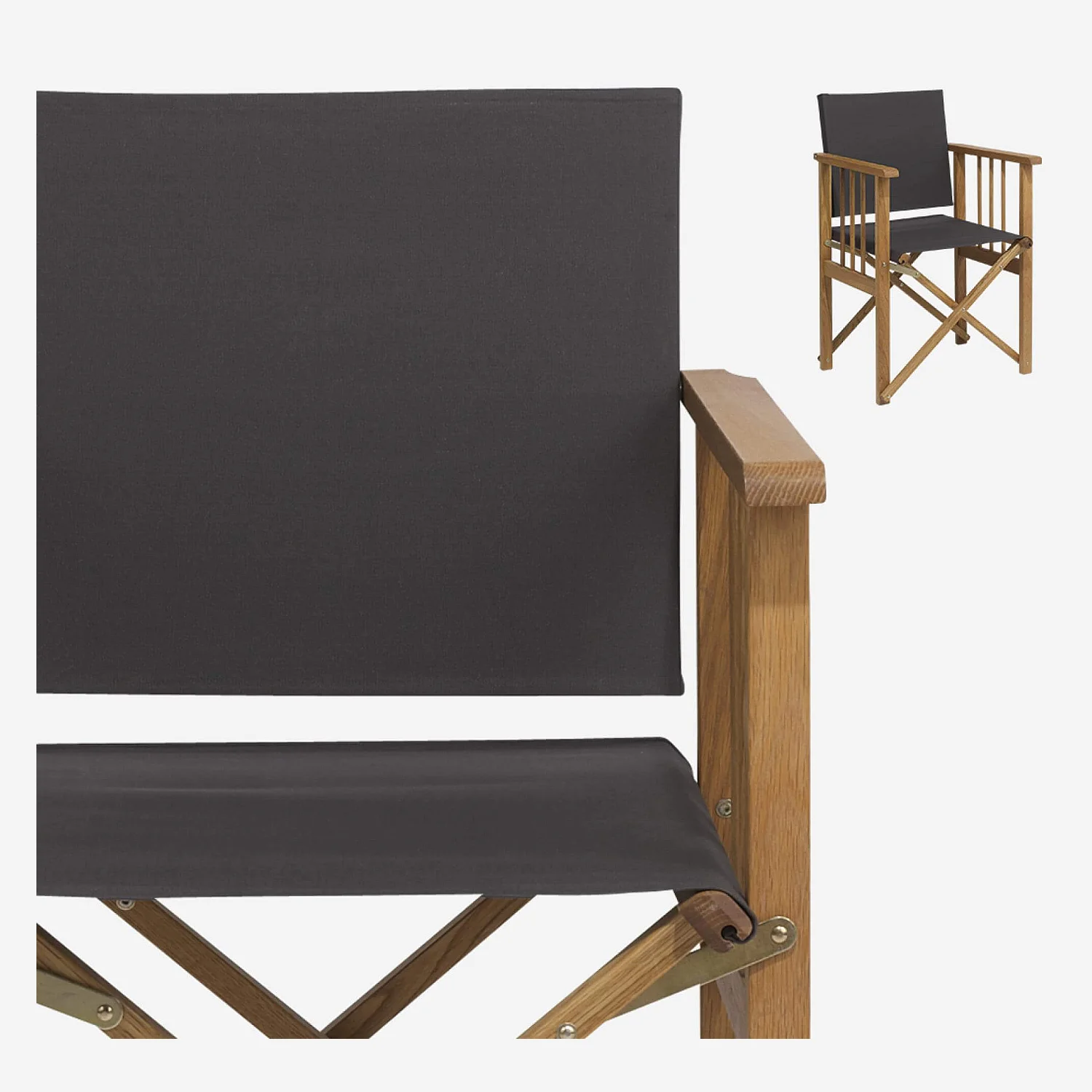 Toile en coton pour chaise pliante - Gris (structure vendue séparément) - 1