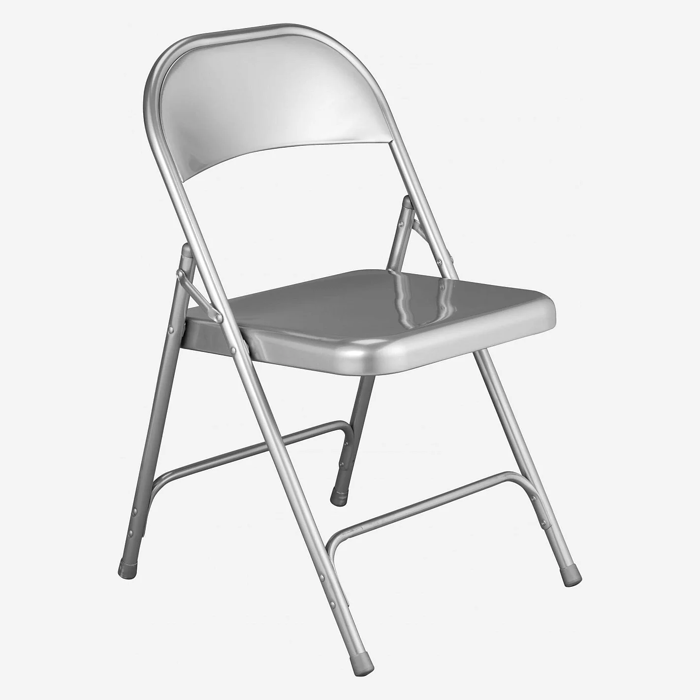 Lot de 4 chaises pliantes en acier laqué - Gris métallisé - 1