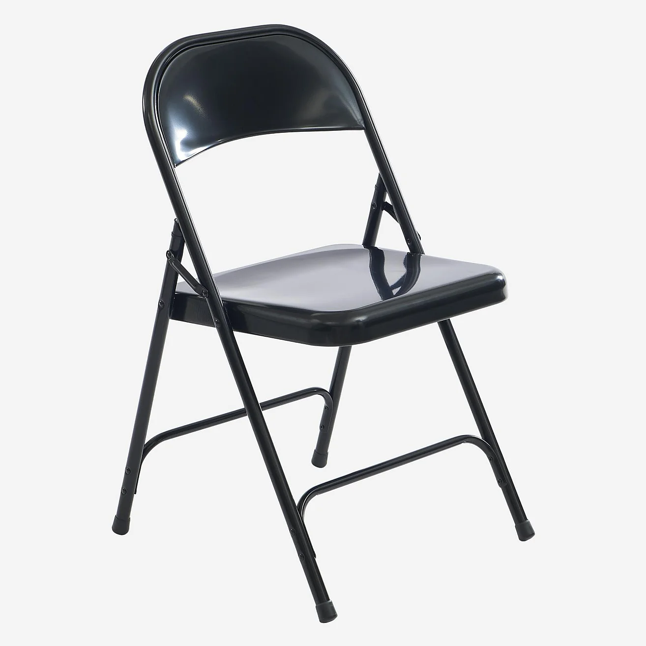 Lot de 4 chaises pliantes en acier laqué - Noir - 1