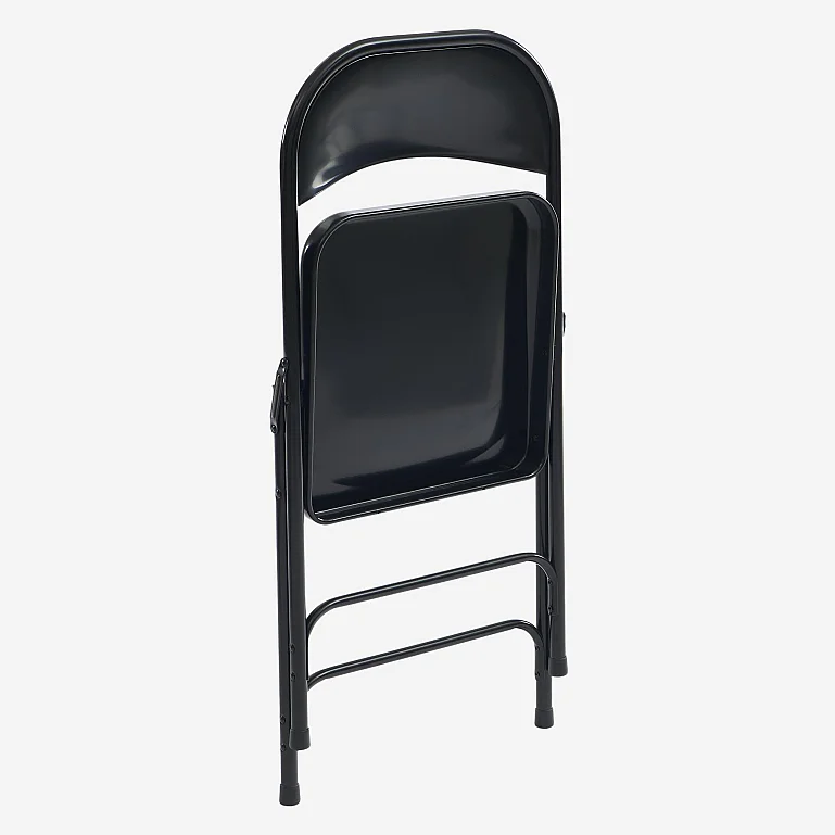 Lot de 4 chaises pliantes en acier laqué - Noir - 5