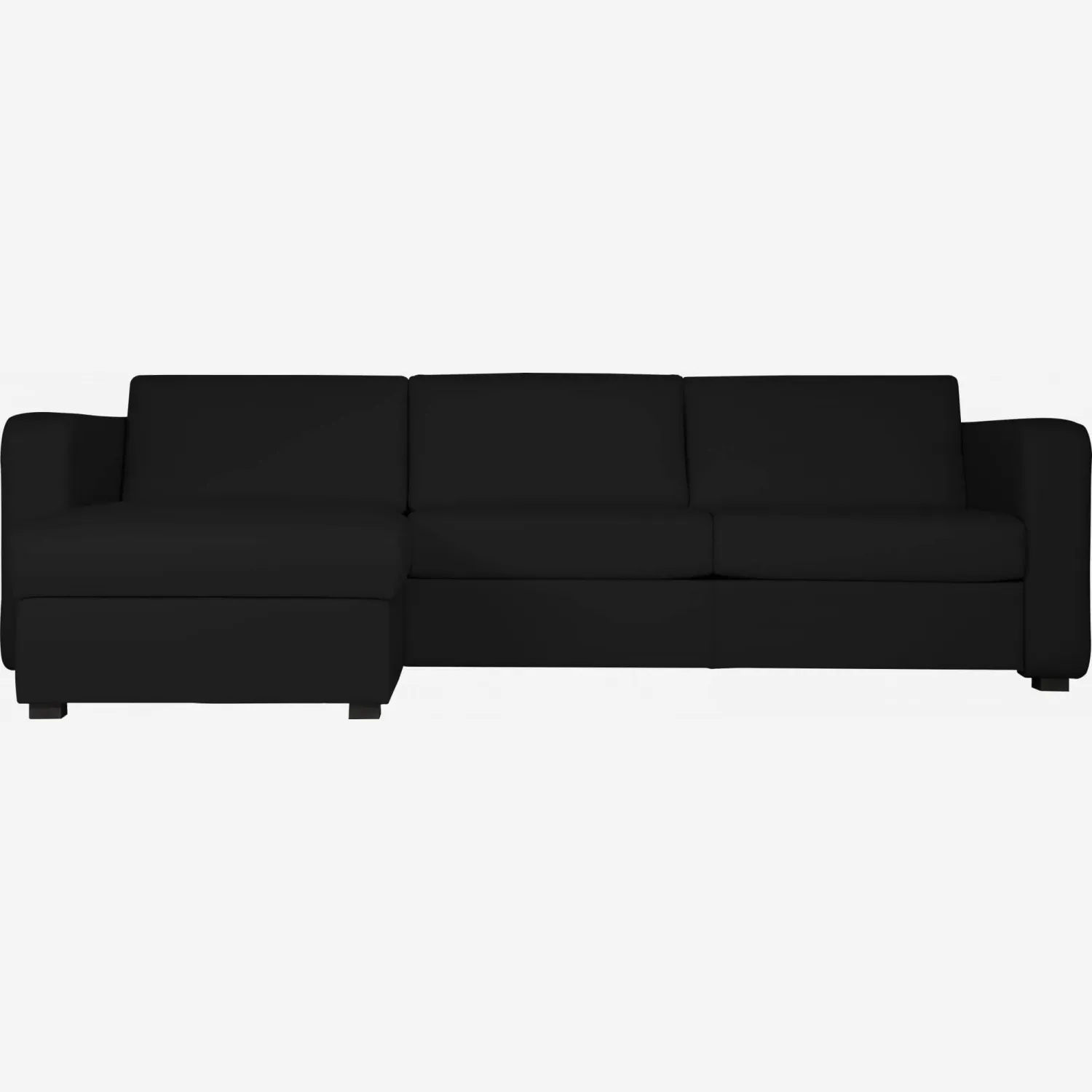 Sofá-cama de canto de 3 lugares em pele com sommier de ripas - Preto