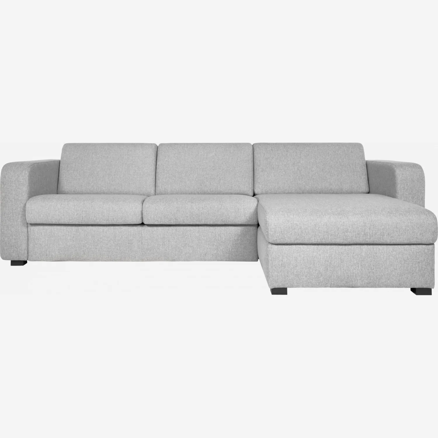Canapé d'angle 2 places convertible en tissu avec sommier à lattes - Gris clair