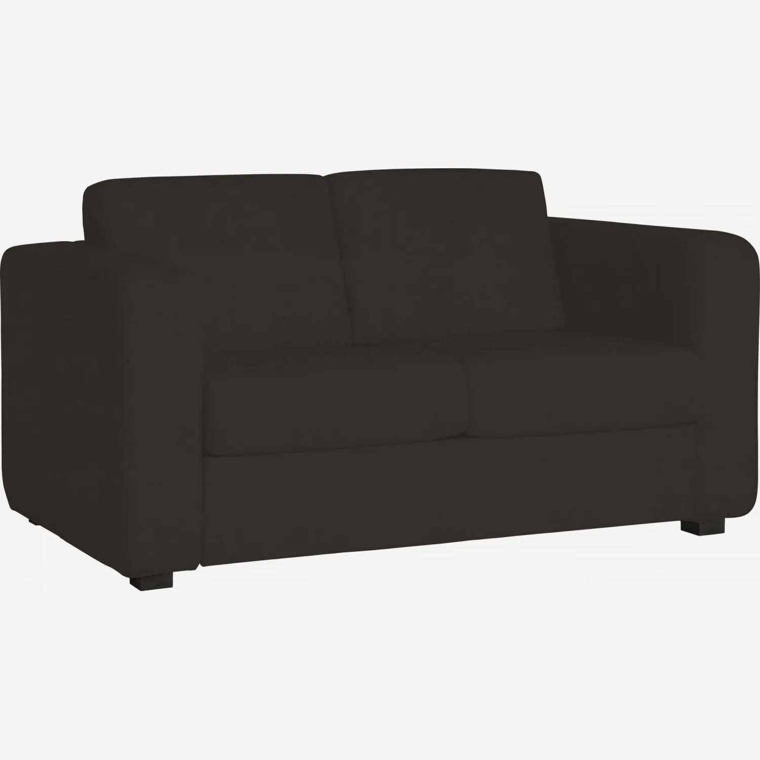 Sofá-cama compacto de pele com sommier de ripas - Castanho