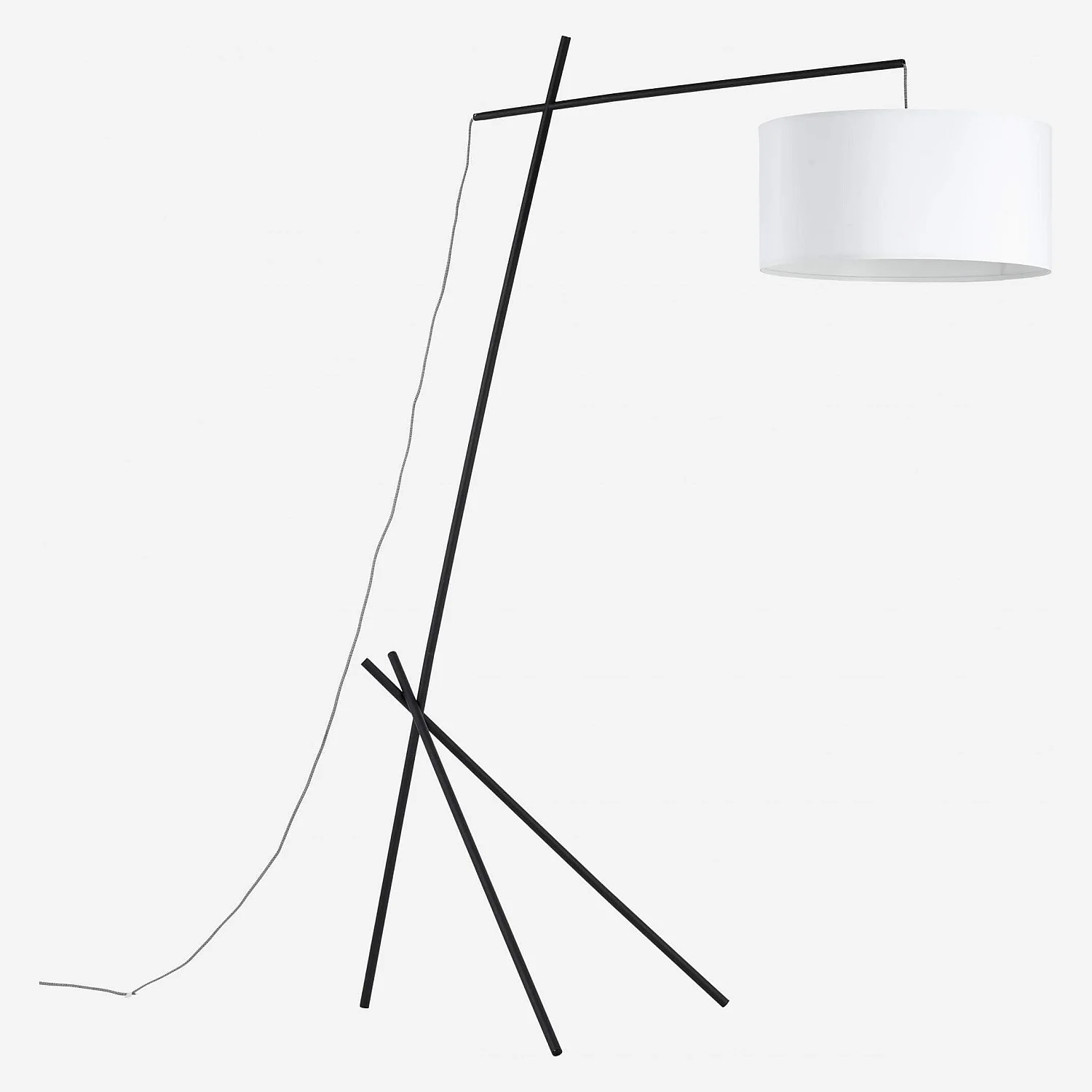 Lampadaire en métal + 2 abat-jours en tissu coton - Hauteur 187 cm - Noir et Blanc  - 4