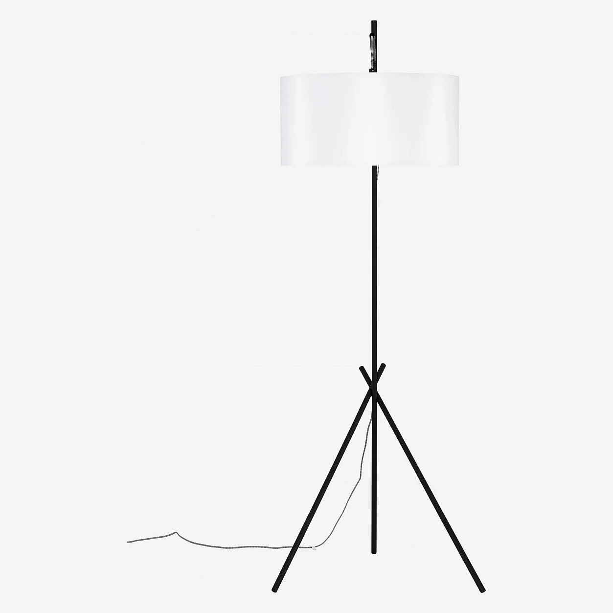 Lampadaire en métal + 2 abat-jours en tissu coton - Hauteur 187 cm - Noir et Blanc  - 2
