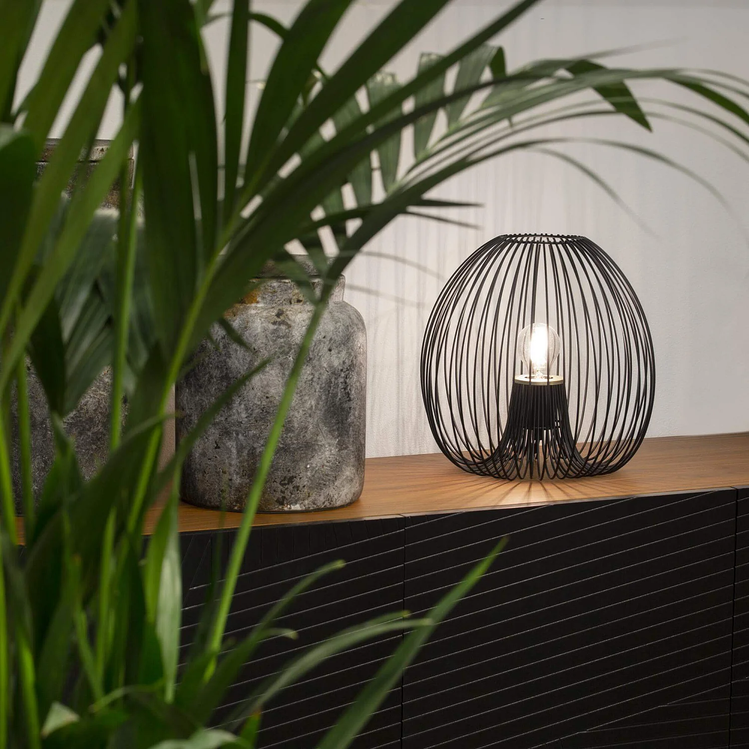 Lampe de table en métal - 32 cm - Noir - 2