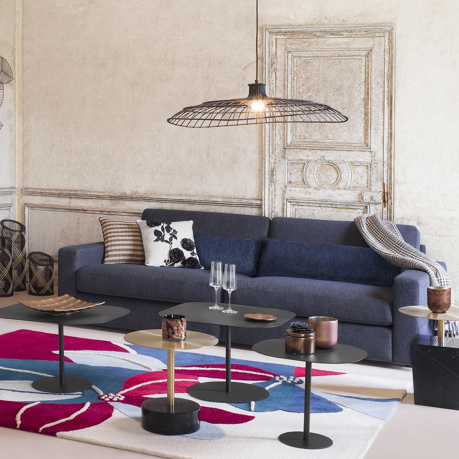 Suspension en métal - Diamètre 80 cm - Noir - 1