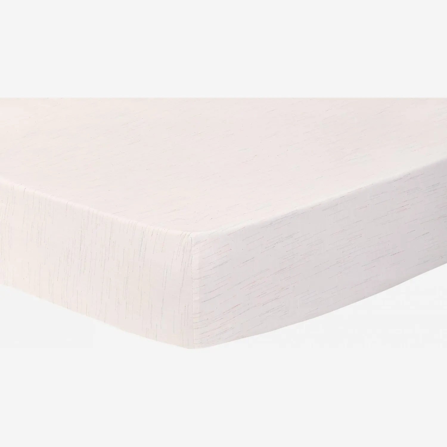 Drap housse en coton - 180 x 200 cm - Blanc et rayures