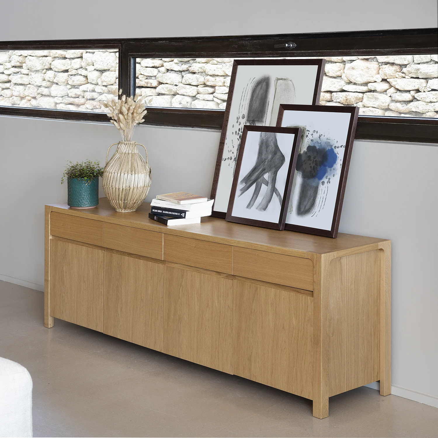 Sideboard mit 4 Türen und 4 Schubladen aus Eiche - 3