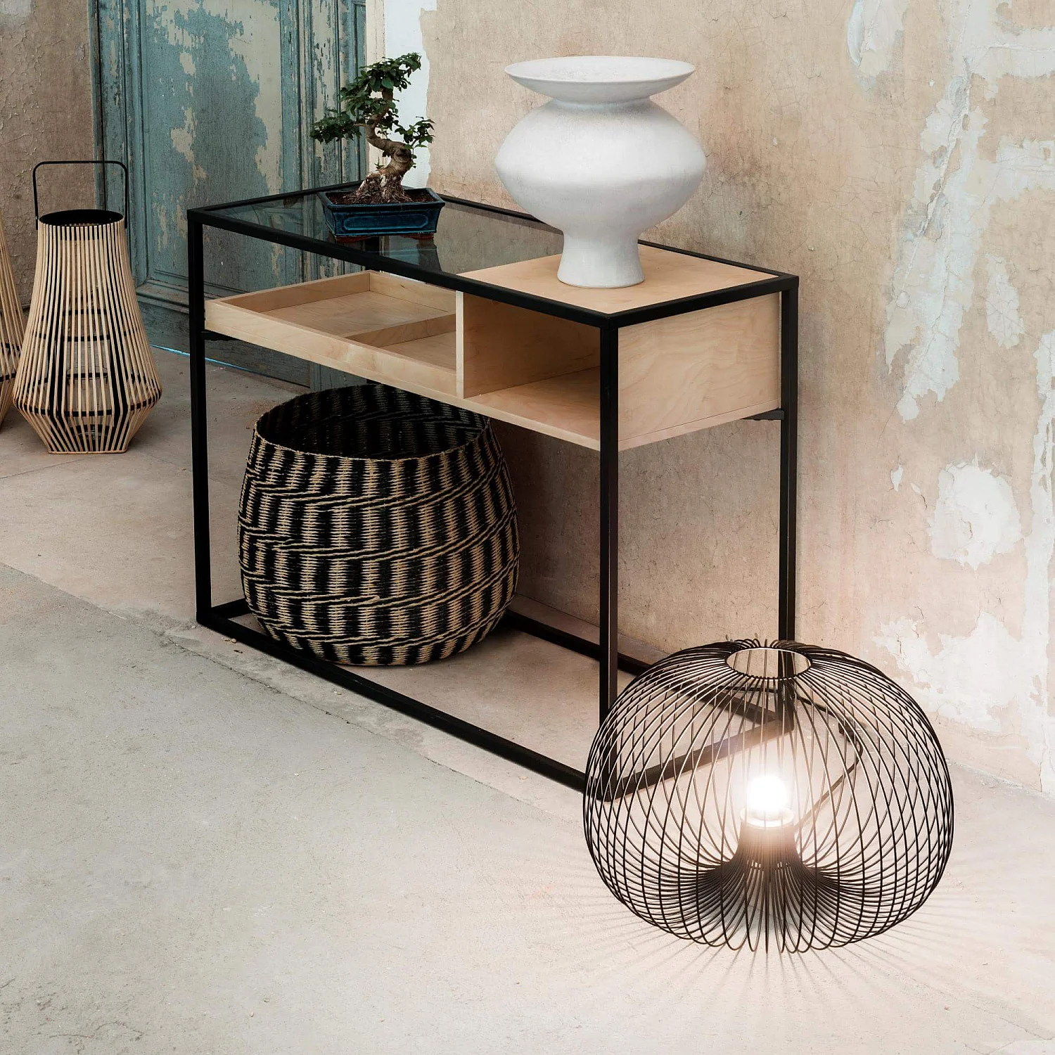 Console en métal et bois de bouleau - Noir - Design by Hélèna Pille - 1