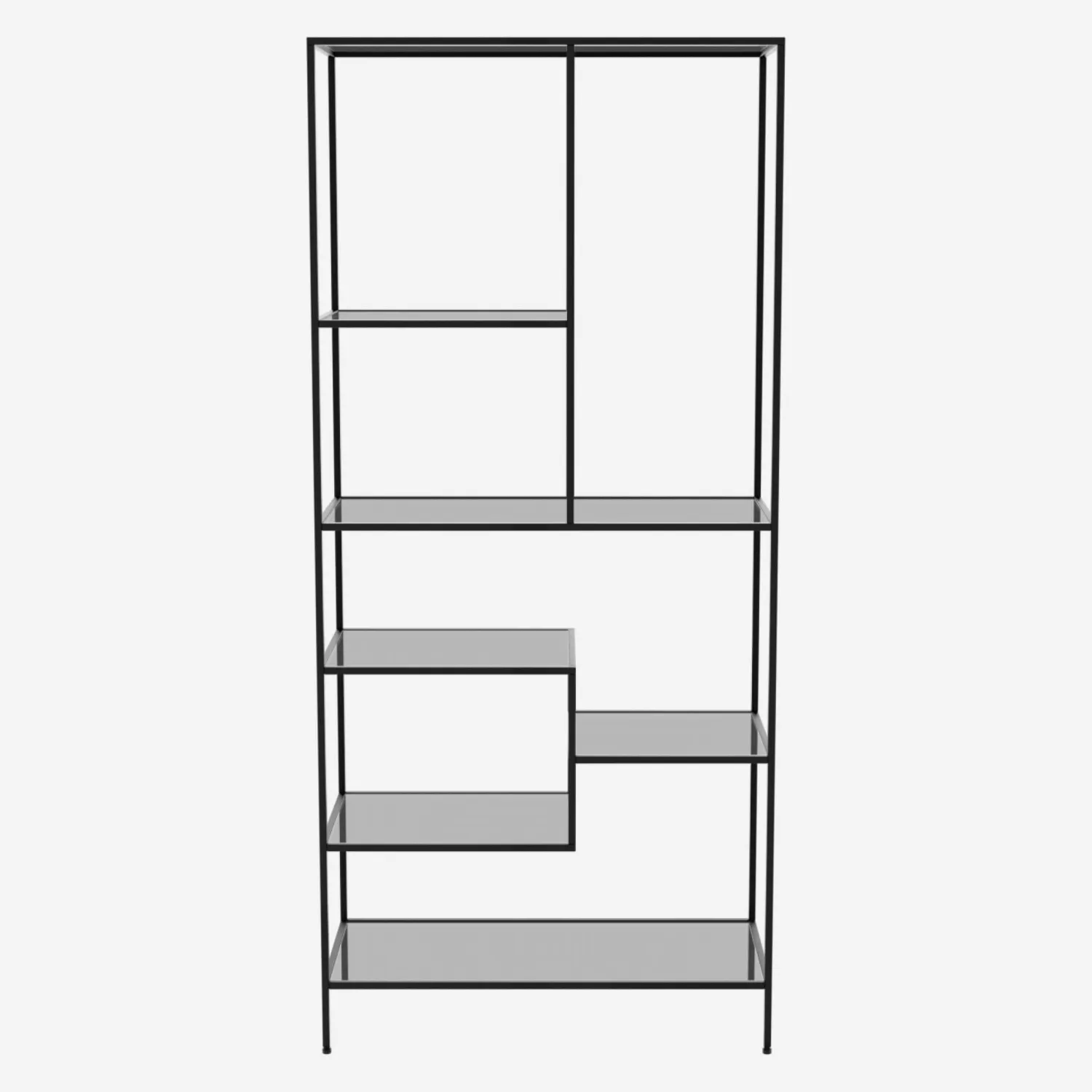 Etagère haute en acier et verre - Noir - 1