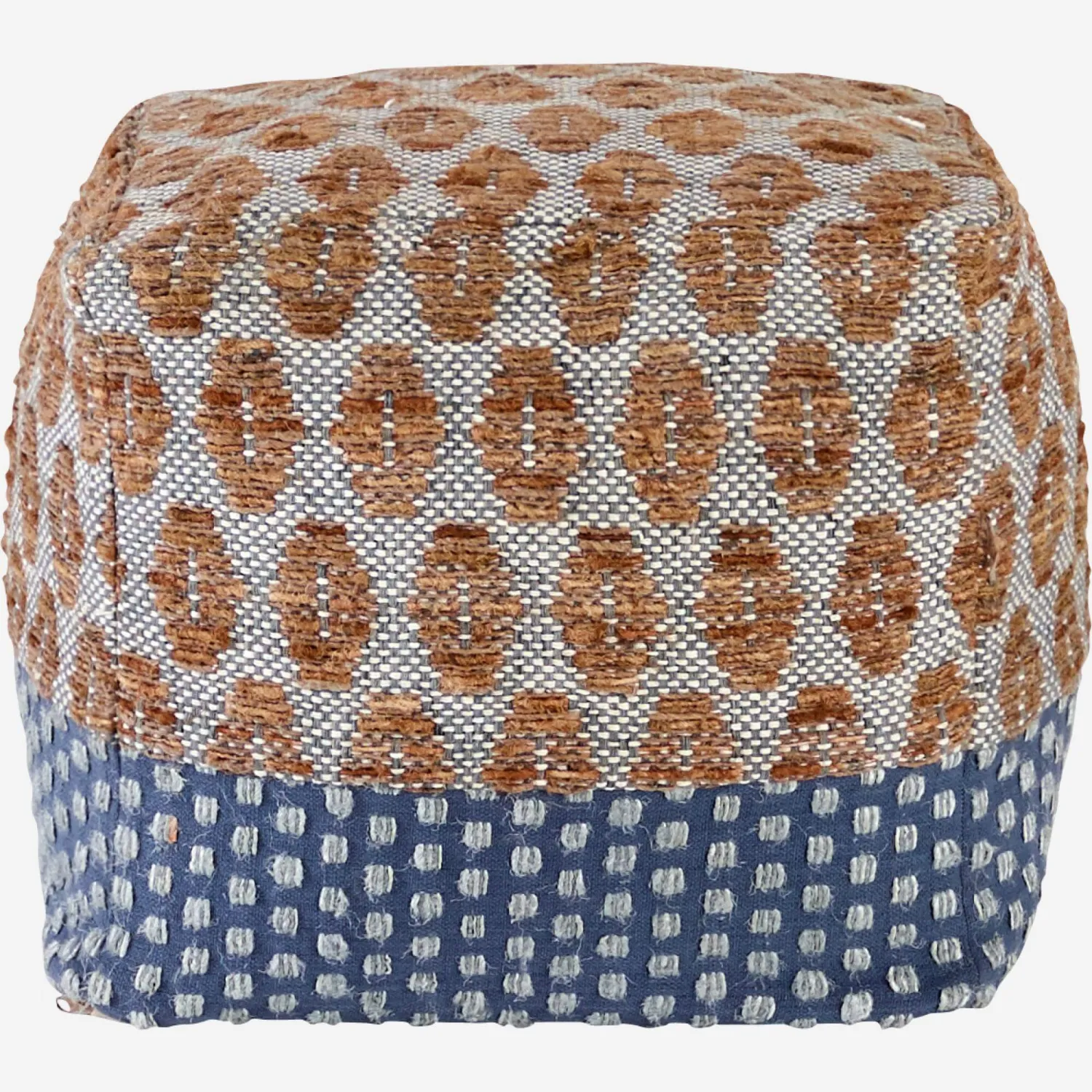 Pouf en coton - Bleu/Brun 