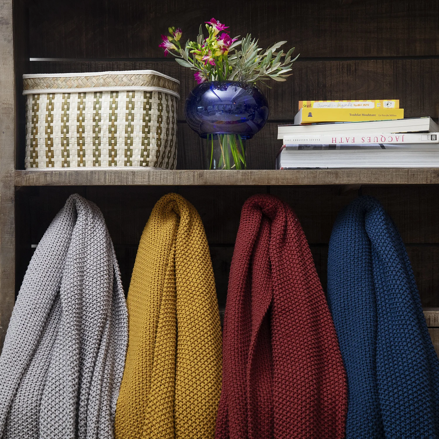 Plaid gebreid van katoen - 130 x 170 cm - Roest - 3