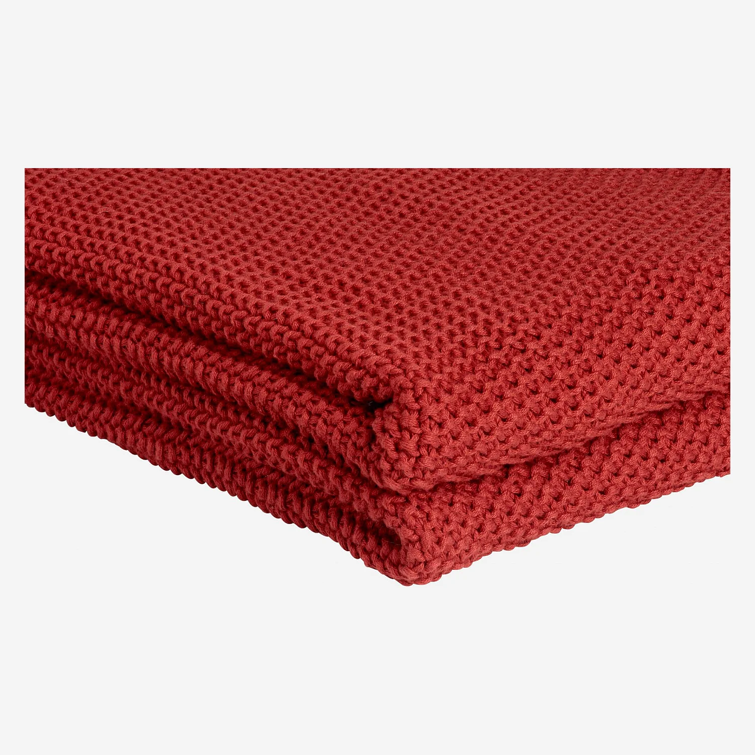 Plaid tricoté en coton - 130 x 170 cm - Rouille - 2