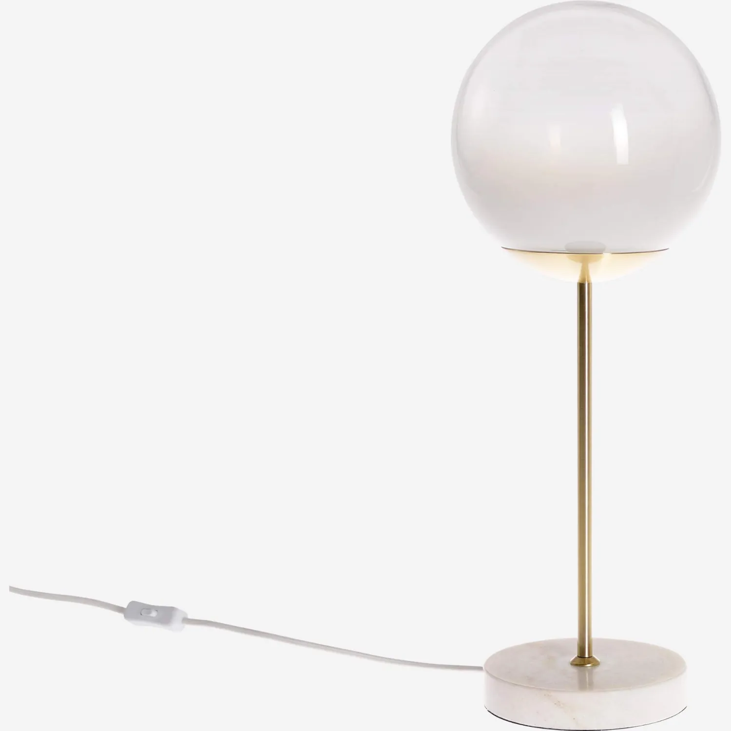 Lampe de table en verre et marbre - D20cm x H52cm - Blanc