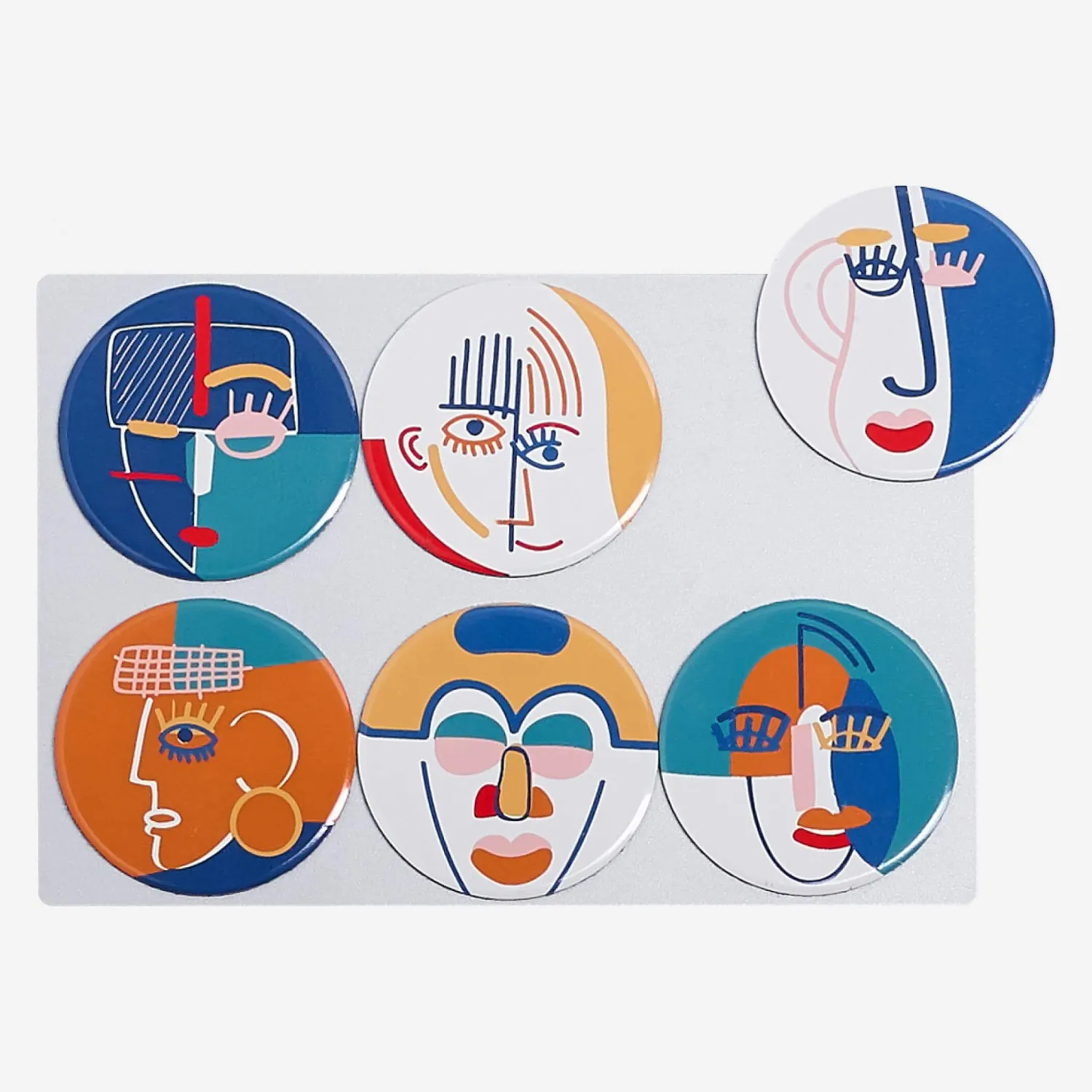 Lot de 6 magnets - Motif visage - 1