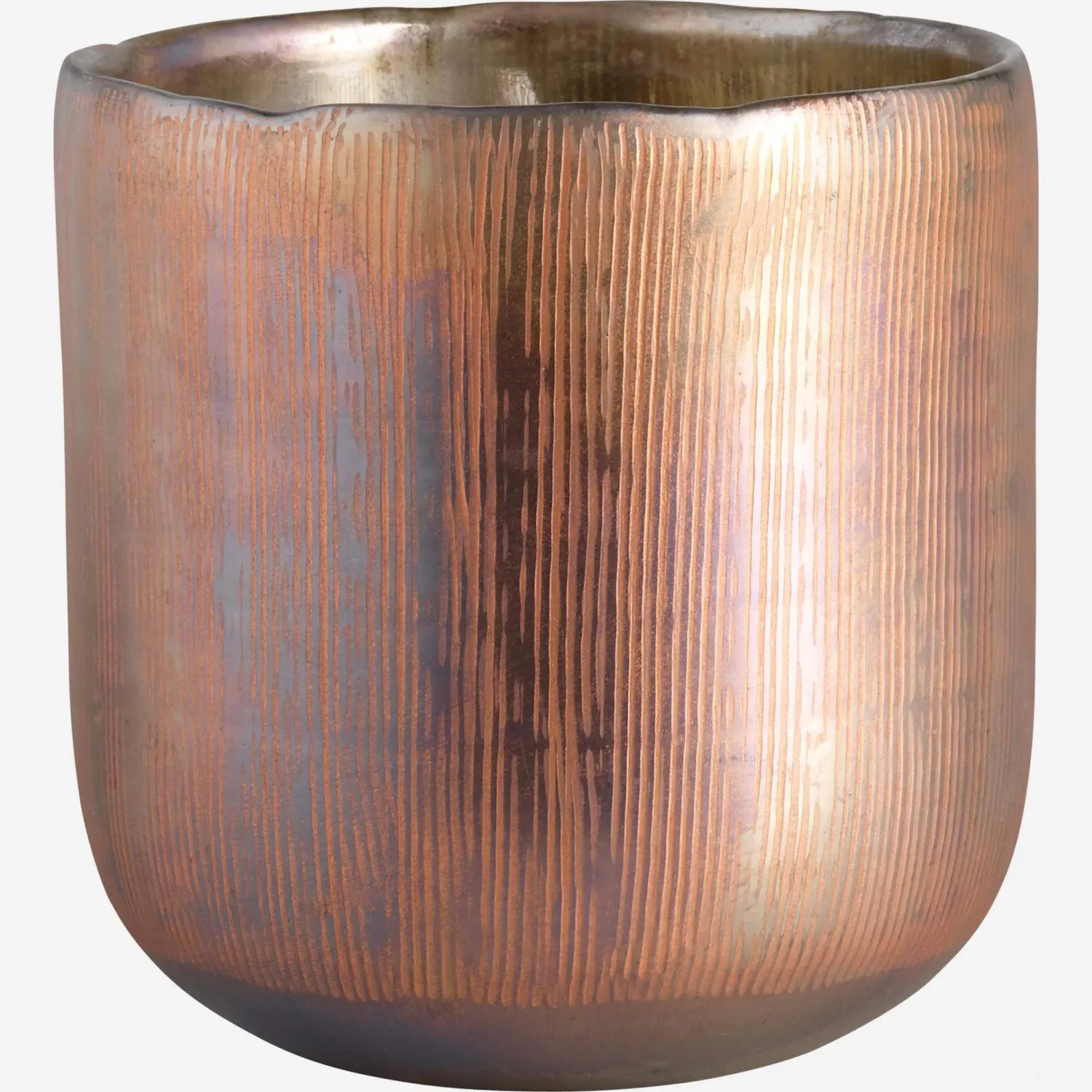 Photophore en verre - 12 cm - Cuivré