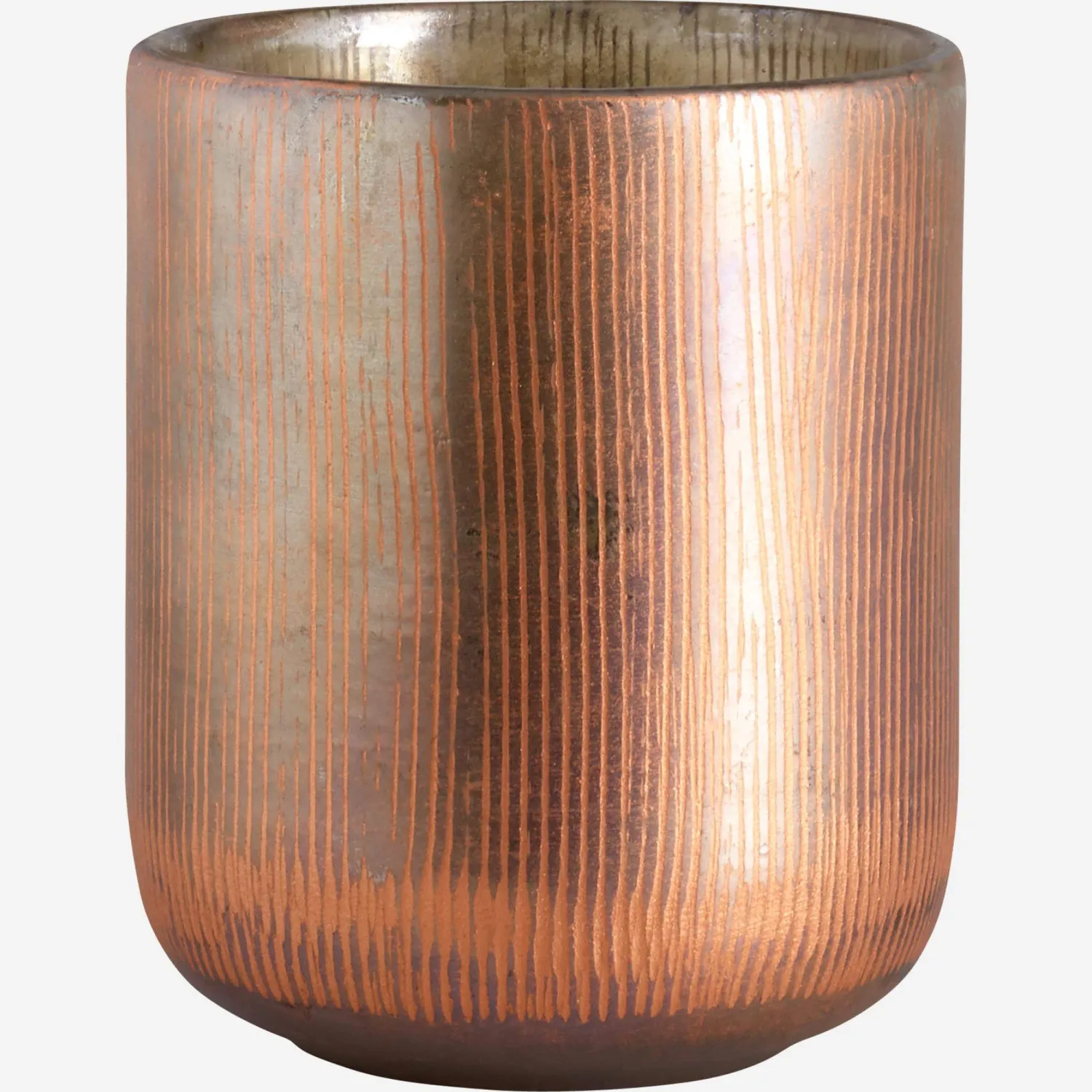 Windlicht aus Glas - 8 cm - Kupferfarben