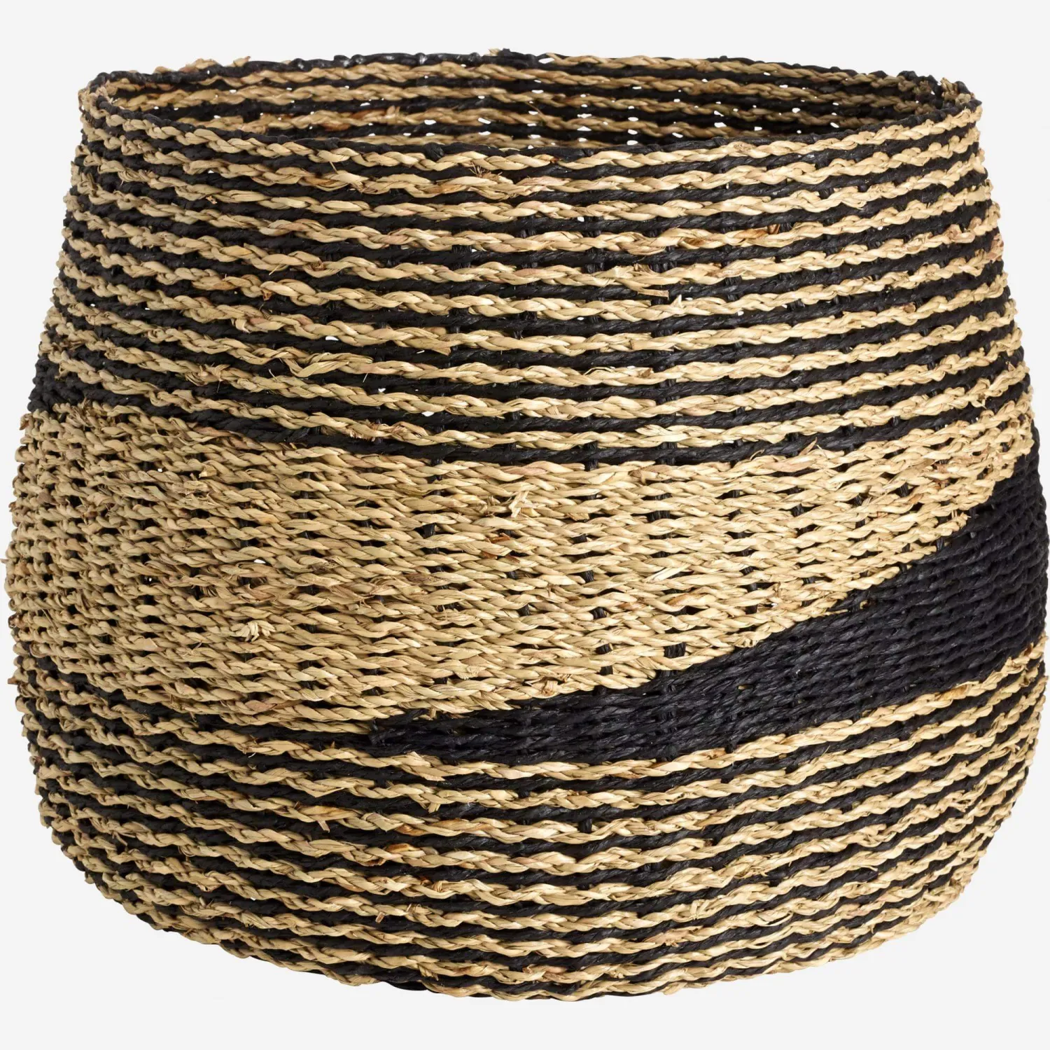 Cesta de junco de mar- 29 cm - Negro y natural