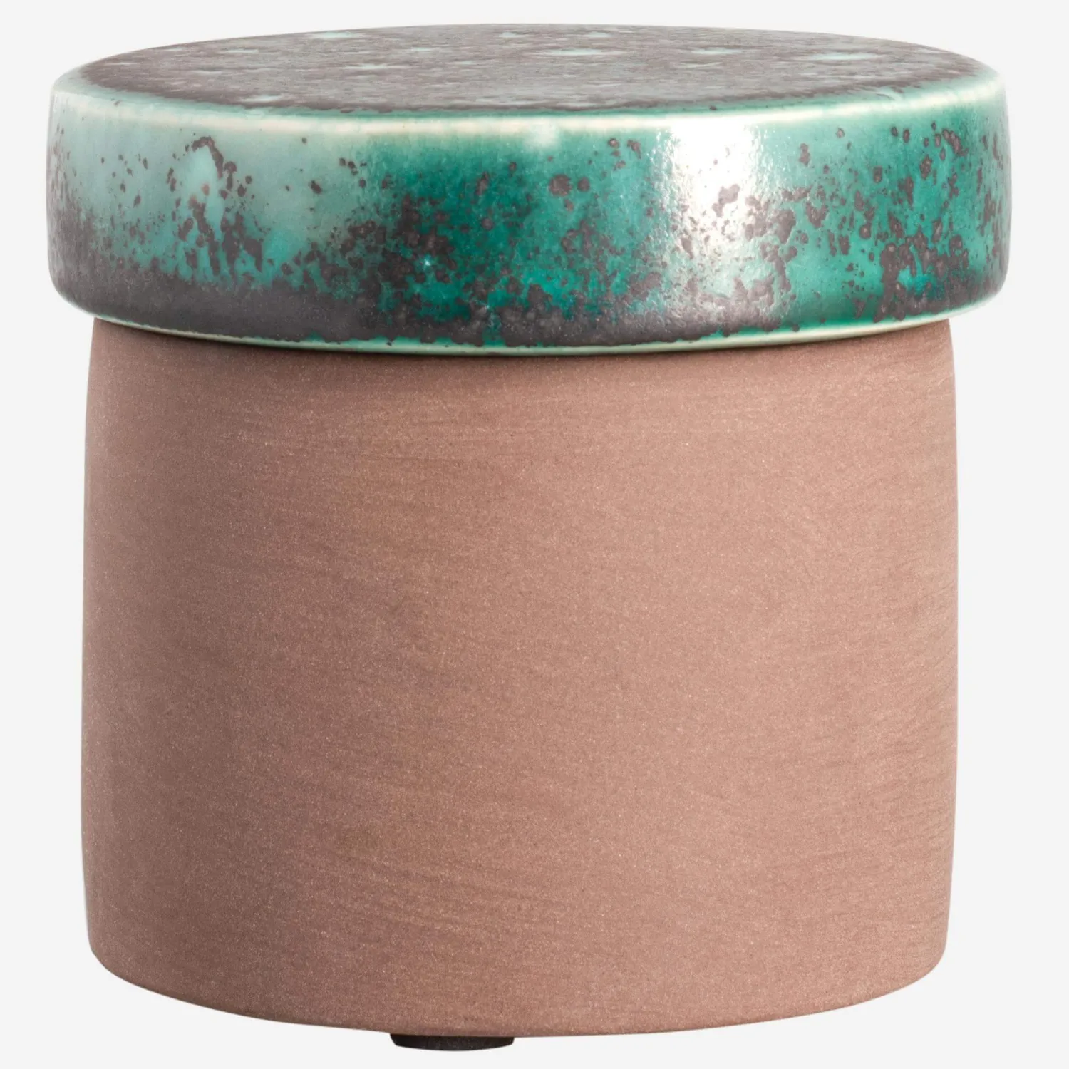 Boîte décorative ronde en faïence - 11,5 cm - Vert et Noir